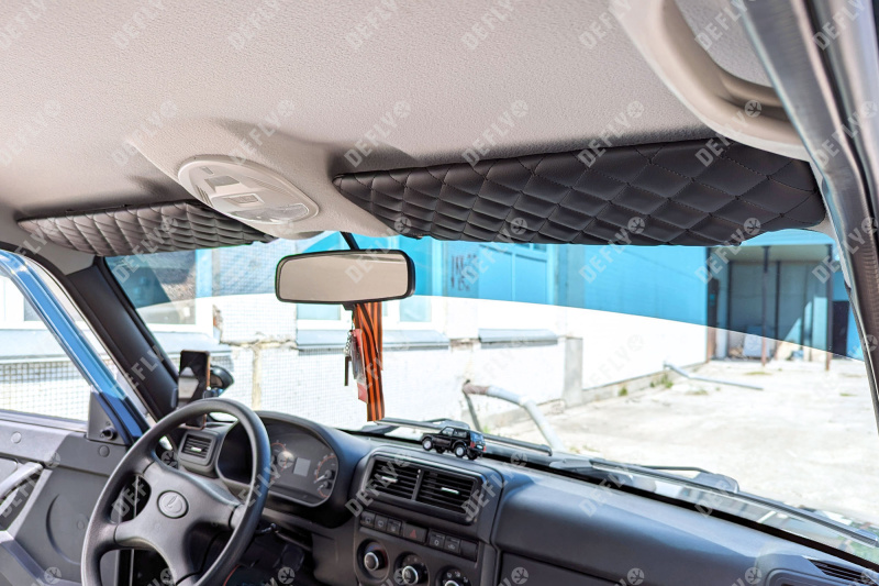 Чехлы на солнцезащитные козырьки Лада Нива 4x4, с 2019г., экокожа черная, комплект 2 шт.