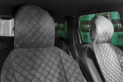 Накидки на передние сиденья из черной замши с стежкой ромб (2 шт.)
