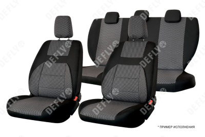 Чехлы на сиденья Лада Гранта, 2011-2018, дополнительная боковая поддержка, сплошной задний ряд, жаккард черный/серый