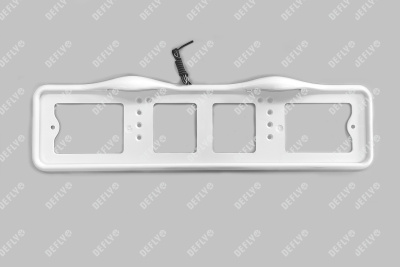 Рамка для номера автомобиля с верхней LED подсветкой, пластиковая, белая, 2 шт