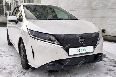 Утеплитель радиатора для Nissan Note (E13), 2020-2023, экокожа черная 
