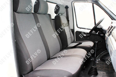 Чехлы на сиденья ГАЗ ГАЗель Бизнес, 2010-2017, дополнительная боковая поддержка, жаккард черный/серый
