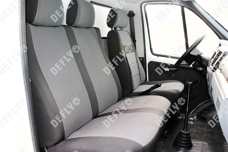 Чехлы на сиденья ГАЗ ГАЗель Бизнес, 2010-2017, дополнительная боковая поддержка, жаккард черный/серый