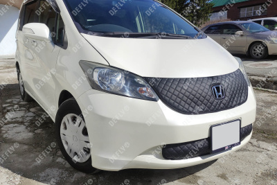 Утеплитель радиатора для Honda Freed (GB3, GB4), 2008-2011, экокожа черная 