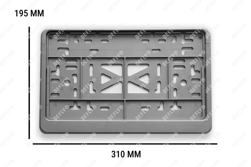 Рамка для номера автомобиля квадратная с защелкой, пластиковая, серая 