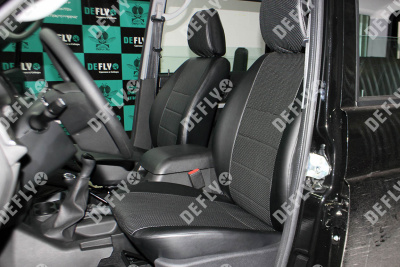 Чехлы на сиденья УАЗ Патриот, 2014-н.в., с подлокотником второго ряда, экокожа черная