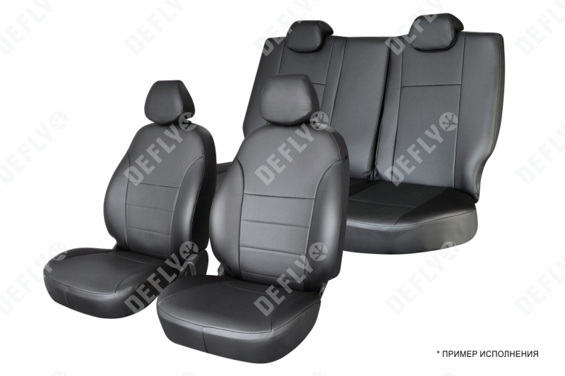 Чехлы на сиденья Toyota Land Cruiser Prado (J150), 2017-2022, левый руль, экокожа черная