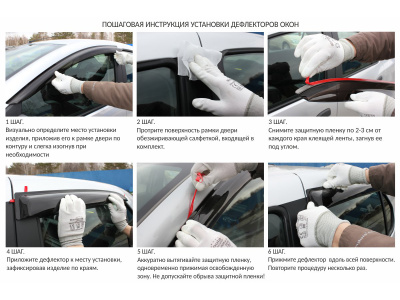 Дефлекторы окон Geely Coolray, Belgee X50, 2018-н.в., комплект 6 шт.