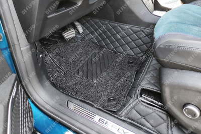 Ковры салона 3D, Geely Monjaro (KX11), 2022-н.в., экокожа черная/ворс черный 