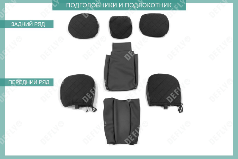 Чехлы на сиденья Mitsubishi Outlander, 2005-2012, экокожа черная/замша черная ромб