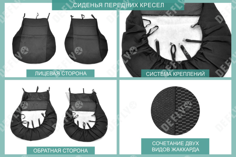 Чехлы на сиденья Лада Калина, 2004-2013, дополнительная боковая поддержка, жаккард черный/серый