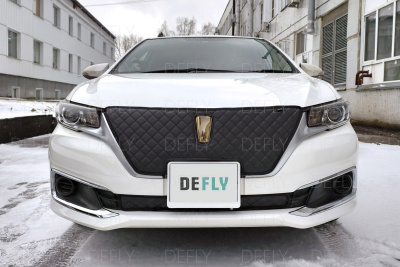 Утеплитель радиатора для Toyota Premio (T260), 2016-2021, 2-й рестайлинг, экокожа черная 