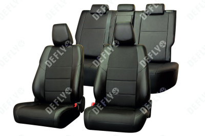 Чехлы на сиденья Toyota Auris, 2012-2015, задний ряд 60/40, экокожа черная/жаккард 