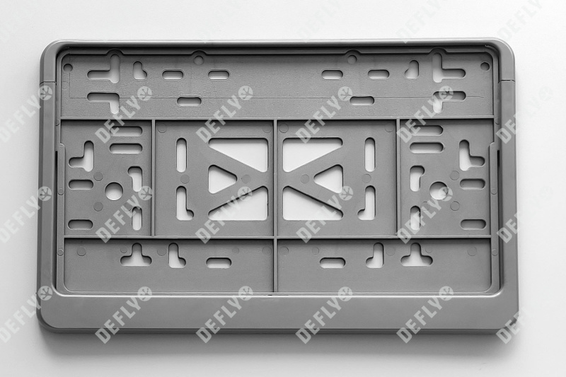 Рамка для номера автомобиля квадратная с защелкой, пластиковая, серая 