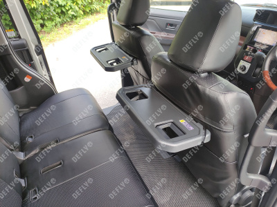 Чехлы на сиденья Toyota Tank/Roomy, Daihatsu Thor, Subaru Justy, 2016-2020, вырезы для столиков, экокожа черная