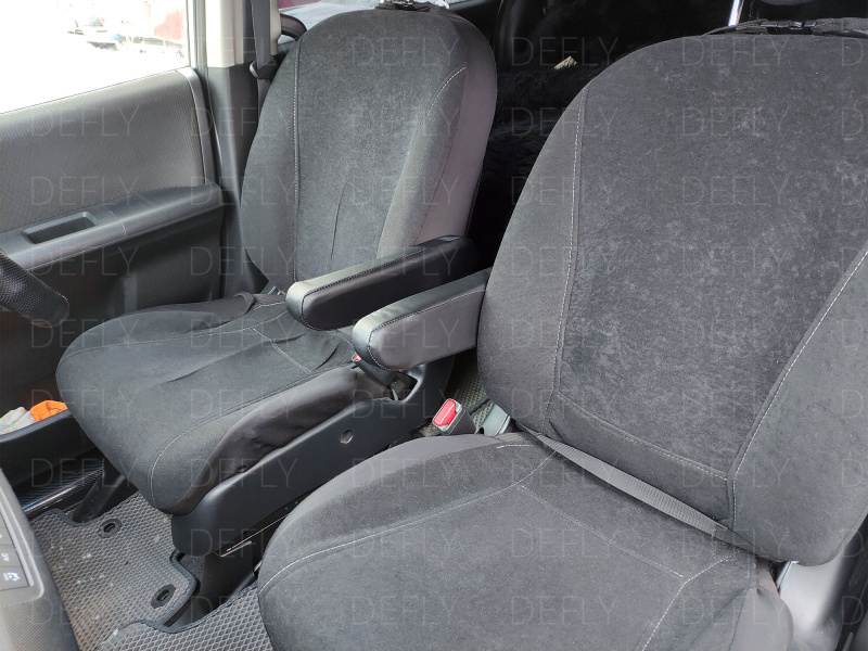 Чехлы на подлокотники переднего ряда Honda Freed (GB3, GB4), 2008-2016, экокожа черная, 2 шт.