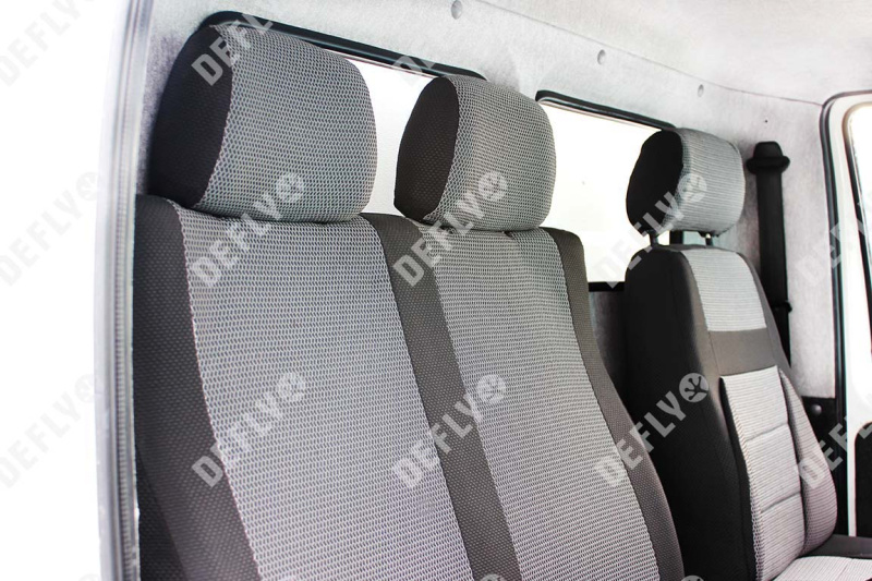 Чехлы на сиденья ГАЗ ГАЗель Бизнес, 2010-2017, дополнительная боковая поддержка, жаккард черный/серый