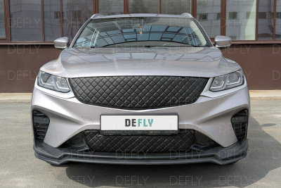 Утеплитель радиатора для Geely Coolray, Belgee X50, 2018-н.в., до рестайлинга, экокожа черная