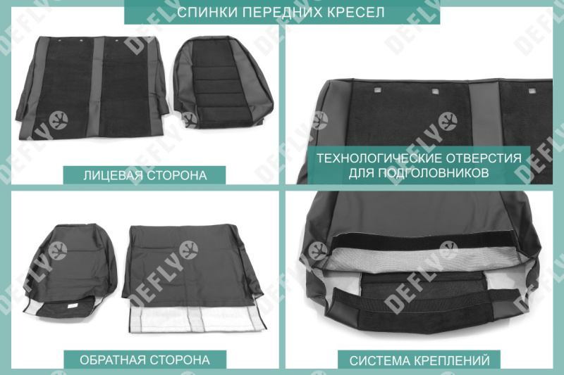 Чехлы на сиденья ГАЗ ГАЗель Бизнес, 2018-н.в., экокожа черная/замша черная