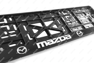 Рамка для номера автомобиля с защелкой, пластиковая, черная, MAZDA серебро 