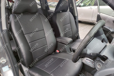 Чехлы на сиденья Honda Fit (GD), 2001-2007, экокожа черная