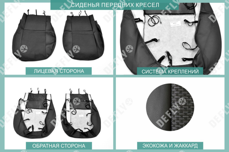 Чехлы на сиденья Ford Focus 3, 2010-2019, комплектация Trend Sport, Titanium, экокожа черная/жаккард 