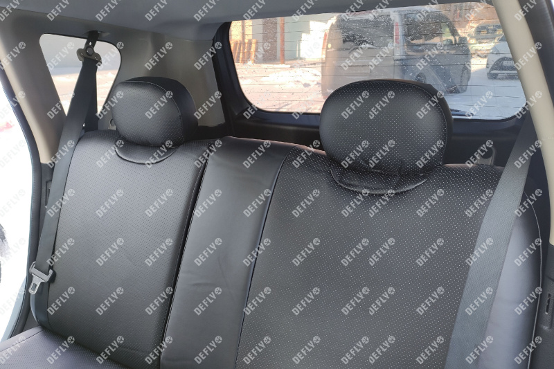 Чехлы на сиденья Nissan Note (E11), 2005-2007, правый руль, спинка 2 ряда раздельная, экокожа черная