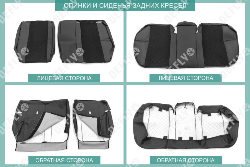 Чехлы на сиденья Hyundai Creta (GS), 2015-2021, экокожа черная/замша черная ромб 