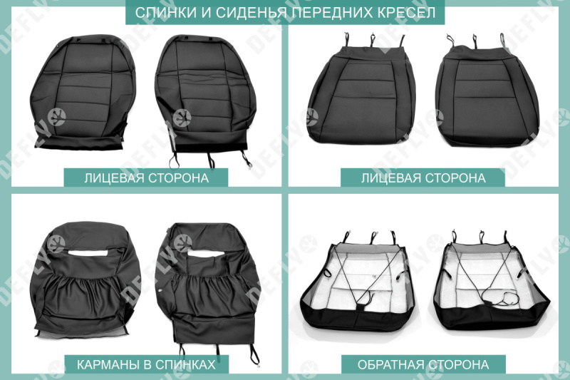 Чехлы на сиденья Volkswagen Tiguan, 2006-2017, вырезы для столиков, экокожа черная
