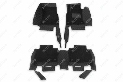 Ковры салона 3D, Toyota Land Cruiser (J200), 2007-2015, экокожа черная/ворс черный 