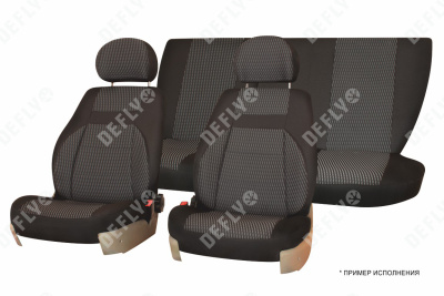 Чехлы на сиденья Lada Priora, 2008-2014 / 2112, 1999-2009, хэтчбек, универсал, дополнительная боковая поддержка, жаккард черный/серый