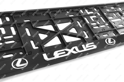 Рамка для номера автомобиля с защелкой, пластиковая, черная, LEXUS серебро 
