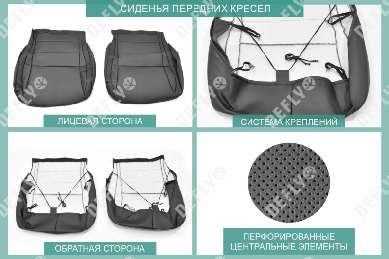 Чехлы на сиденья Kia Rio (FB), 2016-2022, передний ряд, экокожа черная