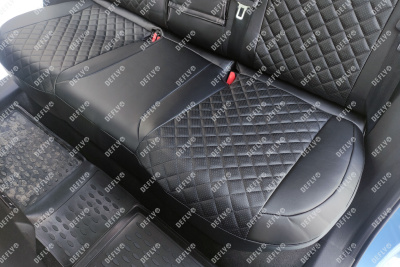 Чехлы на сиденья Haval Jolion, 2020-н.в., экокожа черная/ромб перфорация