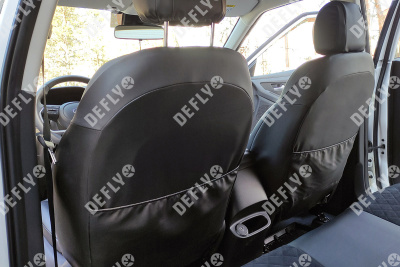 Чехлы на сиденья Hyundai Creta (SU2), 2020-2022, экокожа черная/замша черная ромб 