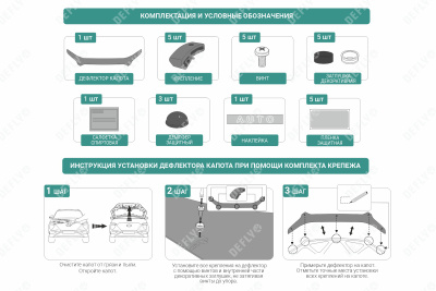 Крепеж для дефлектора капота Defly, NEOFIX комплект 5 шт.