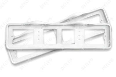 Рамка для номера автомобиля с верхней LED подсветкой, пластиковая, белая, 2 шт