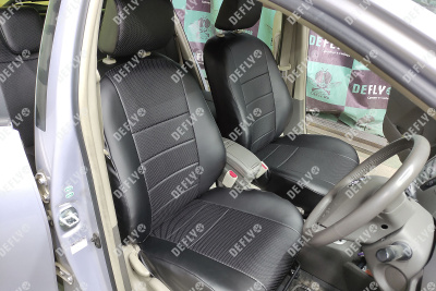 Чехлы на сиденья Toyota Vitz (XP90), 2005-2010, задний ряд 60/40, экокож.черн./экокож. перф.черн.