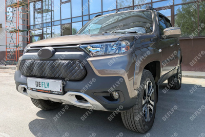 Утеплитель радиатора для Лада Нива Тревел, 2020-н.в., экокожа черная 