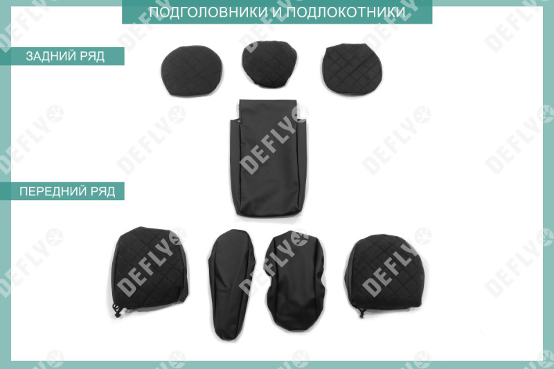 Чехлы на сиденья Лада Веста, 2015-н.в., седан, задний ряд 60/40, экокожа черная/замша черная ромб