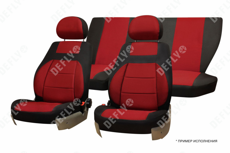 Чехлы на сиденья ГАЗ Волга (3110), 1997-2009, дополнительная боковая поддержка, жаккард черный/красный
