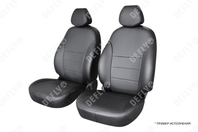 Чехлы на сиденья Hyundai Solaris, 2017-2022, передний ряд, экокожа черная