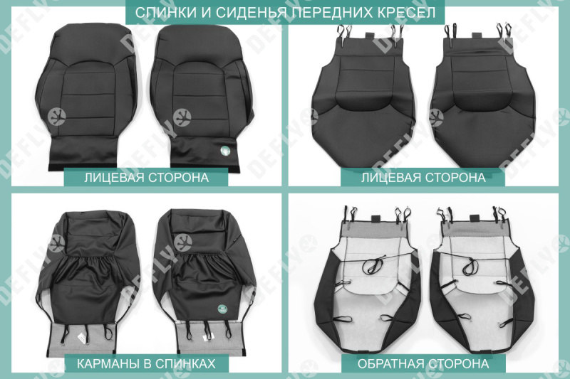 Чехлы на сиденья Toyota Land Cruiser (J200), 2007-2015, задний ряд 40/20/40, 5 мест, экокожа черная