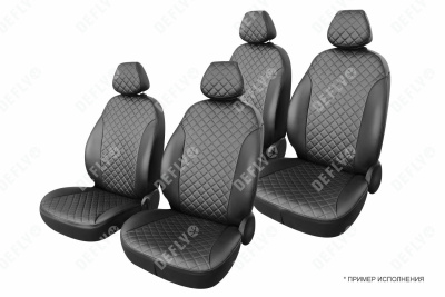 Чехлы на сиденья Honda Freed (GB3, GB4), 2008-2016, 4 места, капитанские кресла, экокожа черная/ромб перфорация