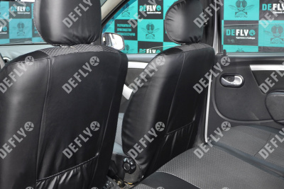 Чехлы на сиденья Лада Ларгус, 2012-2021, 5 мест, задний ряд 60/40, экокожа черная/жаккард