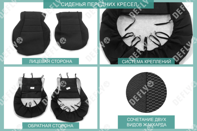 Чехлы на сиденья УАЗ Профи, 2020-н.в., комплектация Комфорт, жаккард