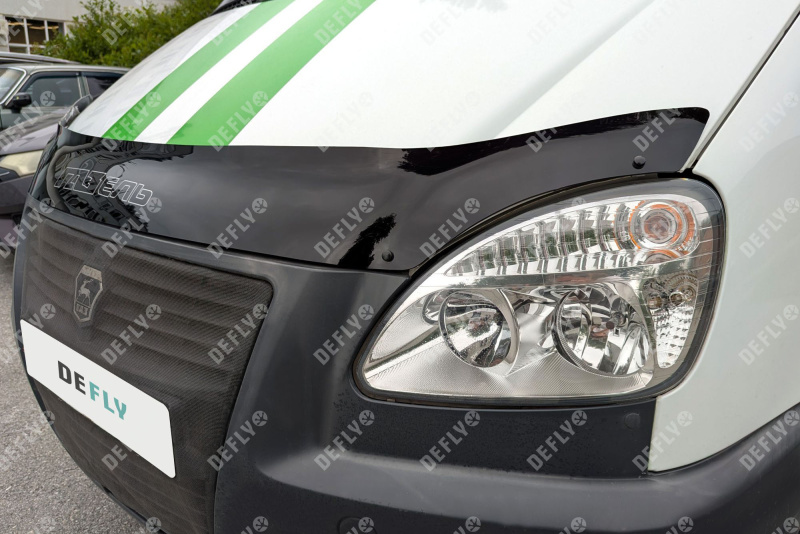 Дефлектор капота ГАЗ ГАЗель Бизнес, Соболь, 2003-н.в., рестайлинг, еврокрепеж