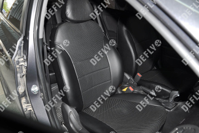 Чехлы на сиденья Hyundai Solaris, 2010-2017, седан, задний ряд 60/40, экокожа черная