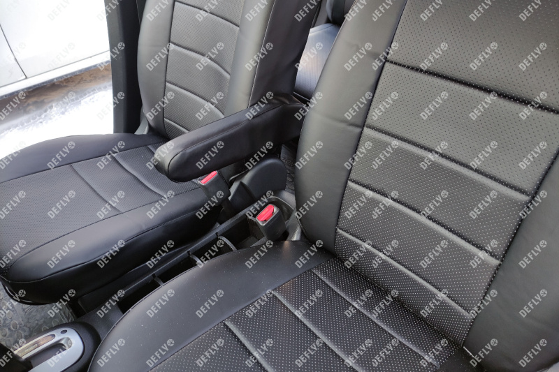 Чехлы на сиденья Nissan Note (E11), 2005-2007, правый руль, спинка 2 ряда раздельная, экокожа черная