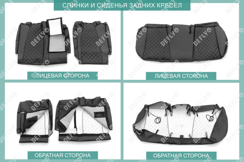 Чехлы на сиденья Honda Insight, 2009-2014, экокожа черная/ромб перфорация